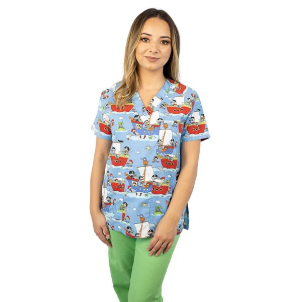 Bluza medicala imprimata Lotus 1, Pirate